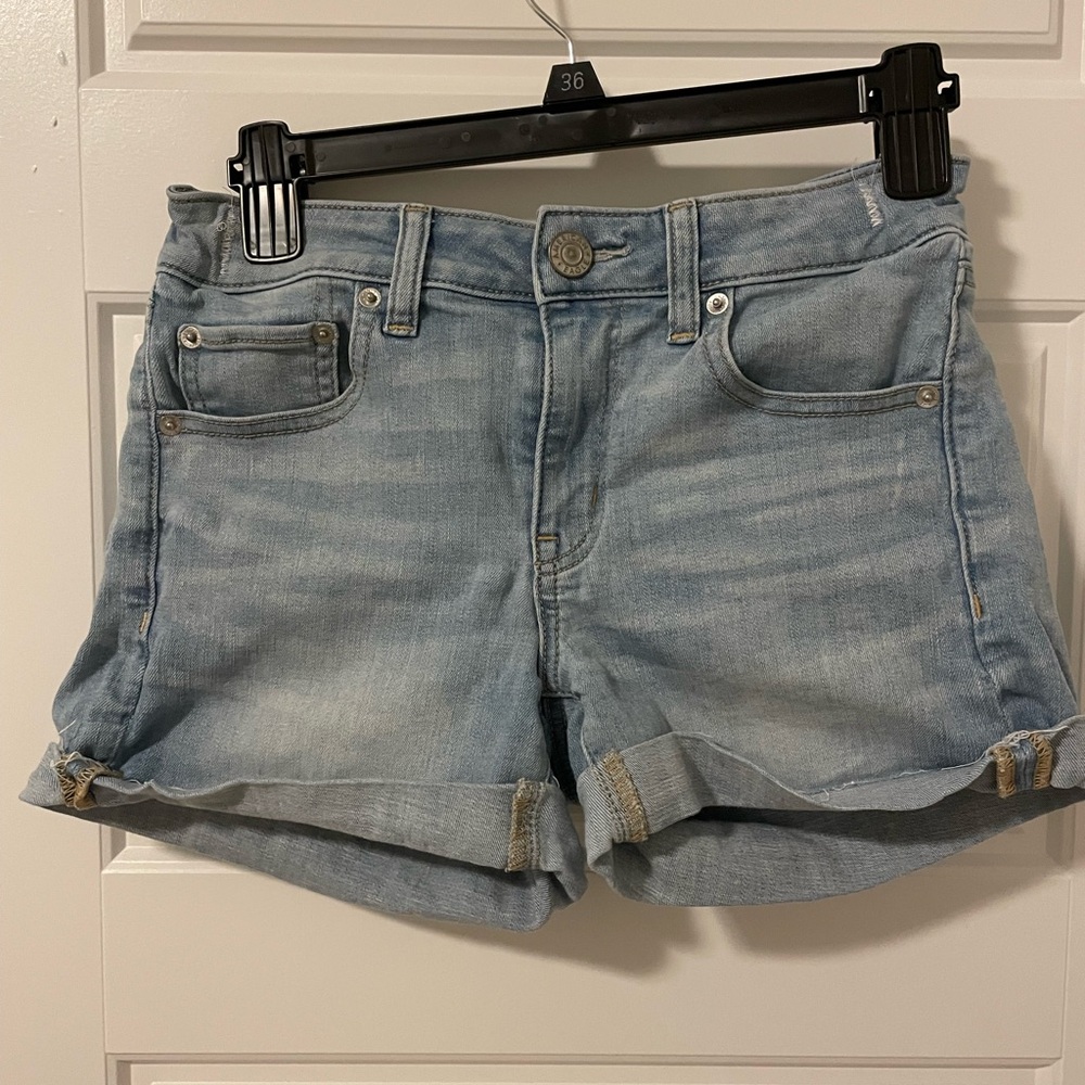 American Eagle next level stretch light denim shorts. Size 6 *altered